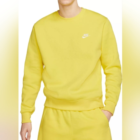 Nike sportswear club fleece jogger sweatshirt set yellow size large casual - Picture 3 of 9